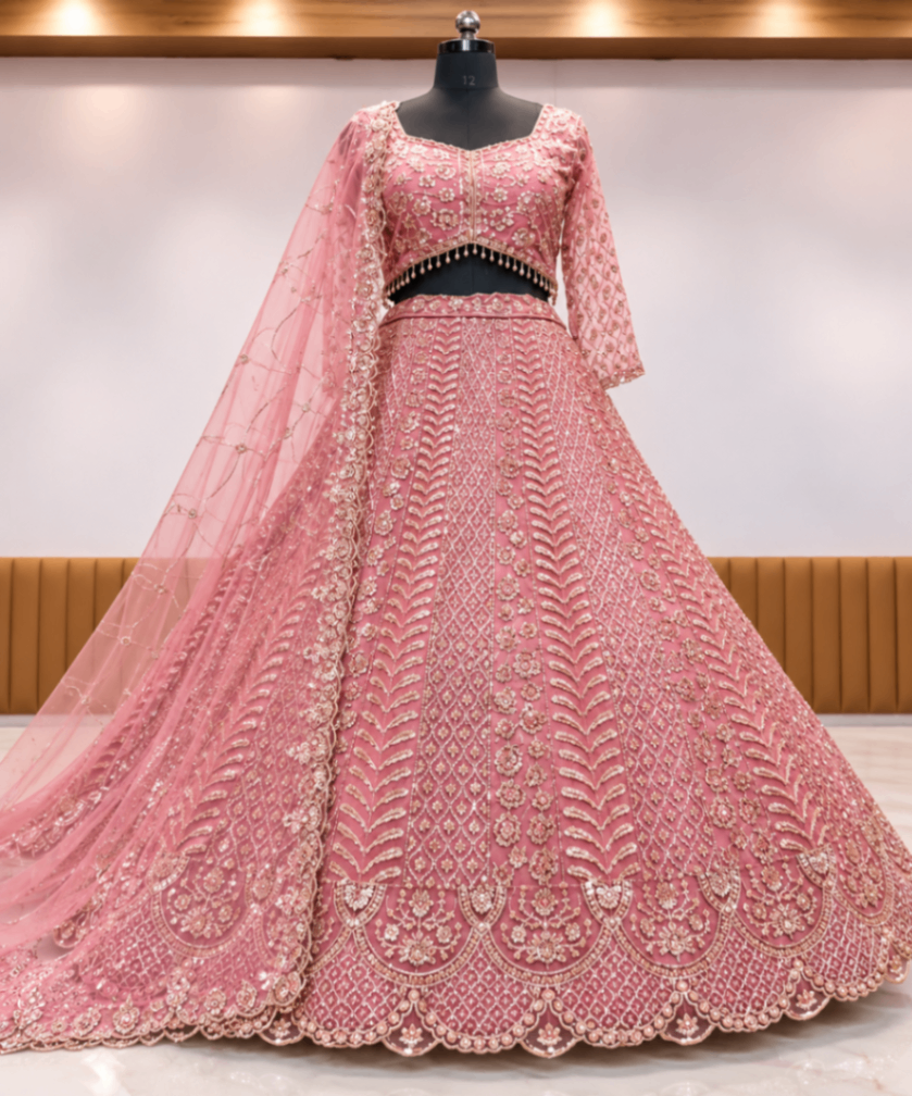 Premium Designer Beadwork Net Lehenga Choli