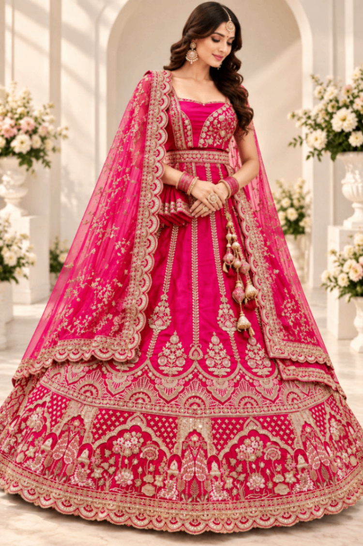 Pure Silk • Exquisite Beads Work • A Truly Royal Bridal Look.