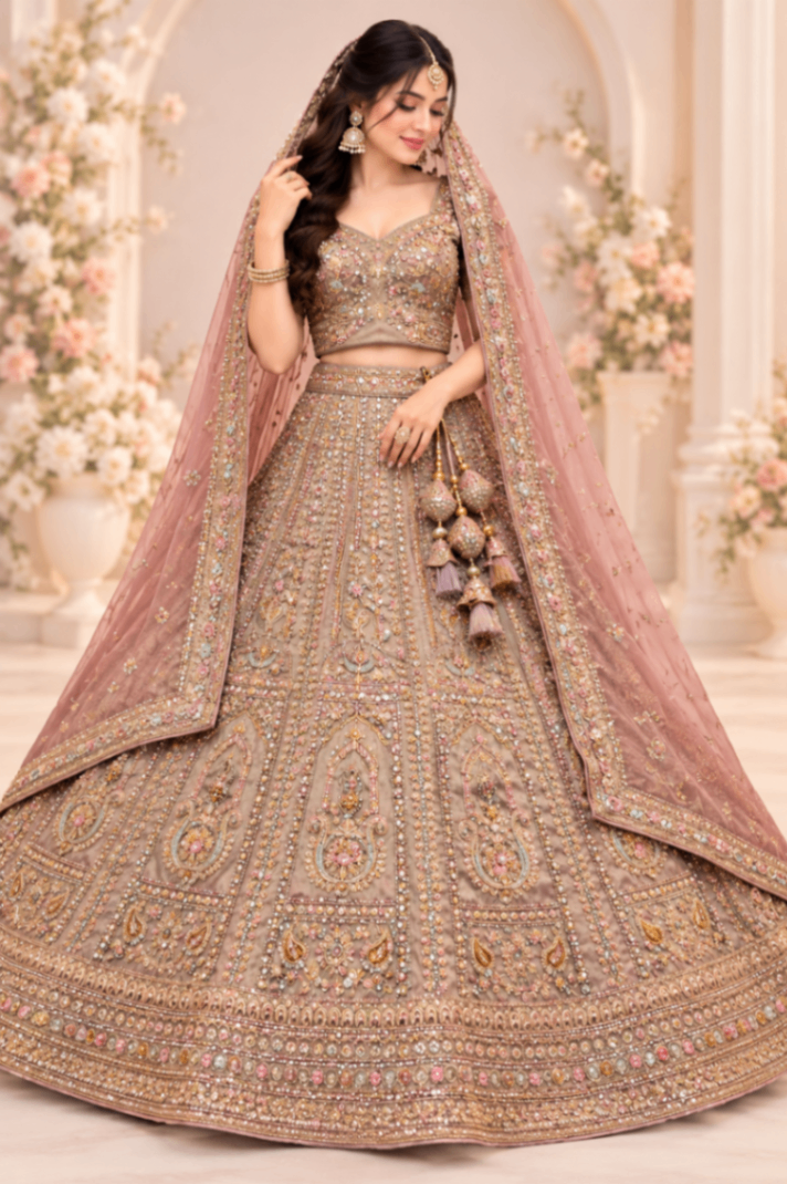 👑 HEAVY BEADS WORK BRIDAL LEHENGA