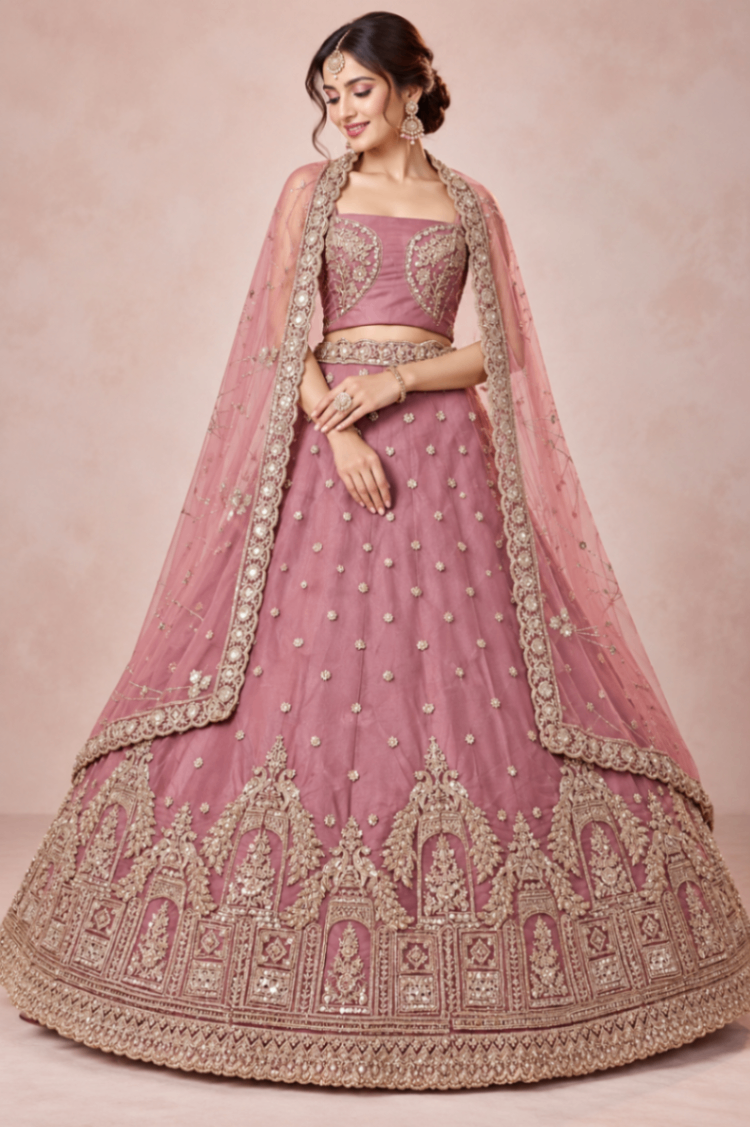 Delicate Net, Dazzling Beads — A Truly Elegant Bridal Look.